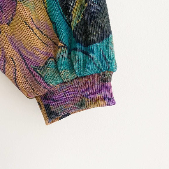 Vintage 90s Grunge Karen Kane Lightweight Oversized Abstract Floral Sweater - Picture 3 of 9